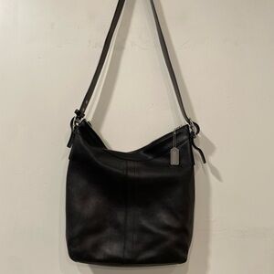 Vintage COACH LEGACY HOBO BLACK LEATHER CROSSBODY HANDBAG H2S-9177
